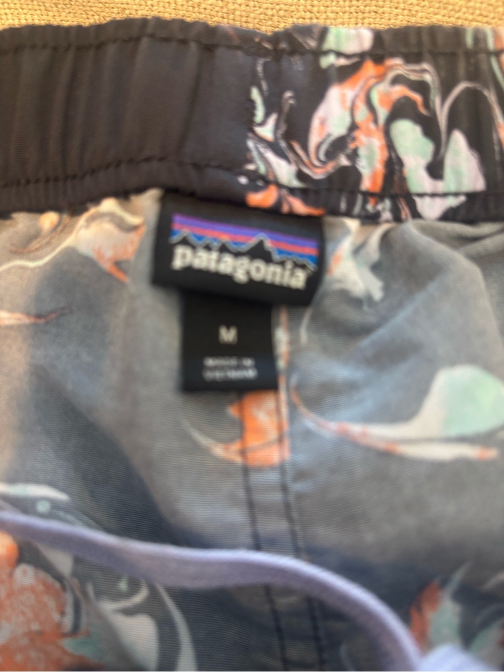 Patagonia Women's Black Athletic Shorts with Pink & Mint Floral Print - Picture 4 of 5